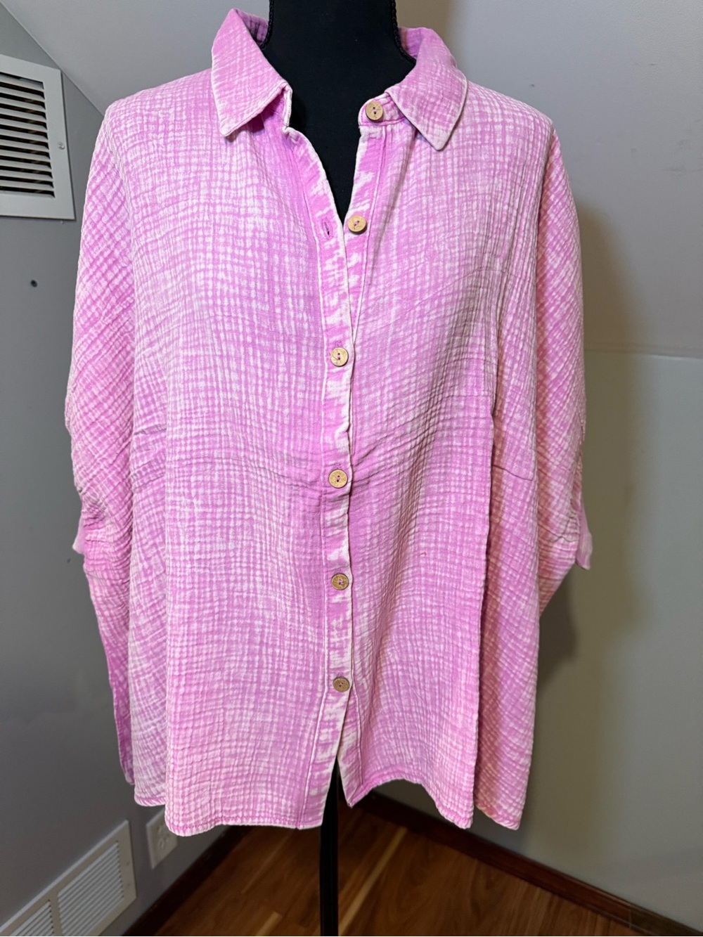 Zenana 100% Cotton Oversized Boxy Fit Gauzy Button Up Shirt